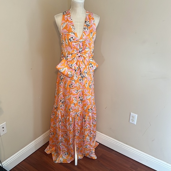 Sachin & Babi Allie Floral Satin Bow Front Long Maxi Dress Size: 8 - Picture 5 of 10